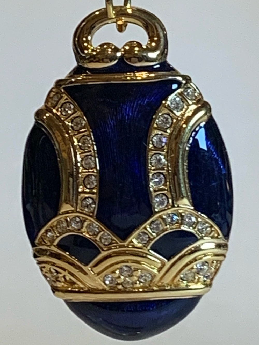 Vintage Swarovski Cobalt Blue Enamel Egg Pendant